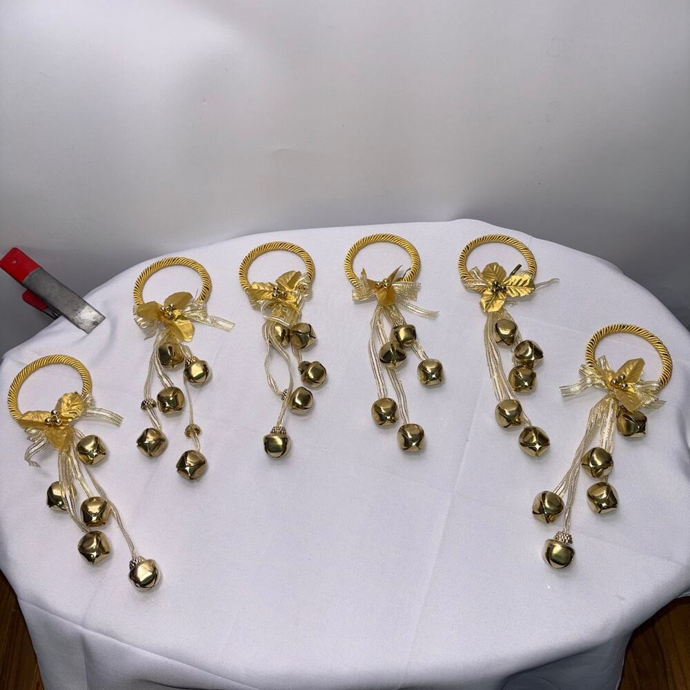 Door Knob Christmas Decoration with Bells Lot of 6